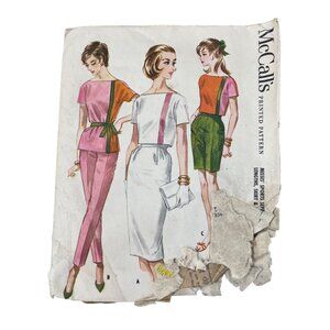 60s McCalls 5831 Vintage Sewing Pattern Size 14 Blouse Skirt Pants & Shorts CUT